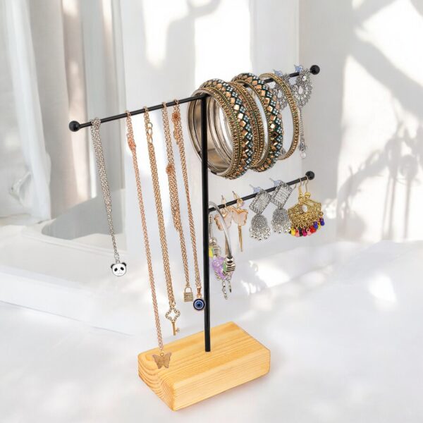 Wooden Base Jewelry Stand